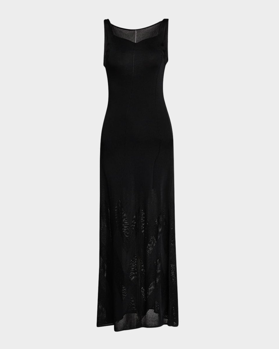 Emeraude Sleeveless Chevron Knit Midi Dress
